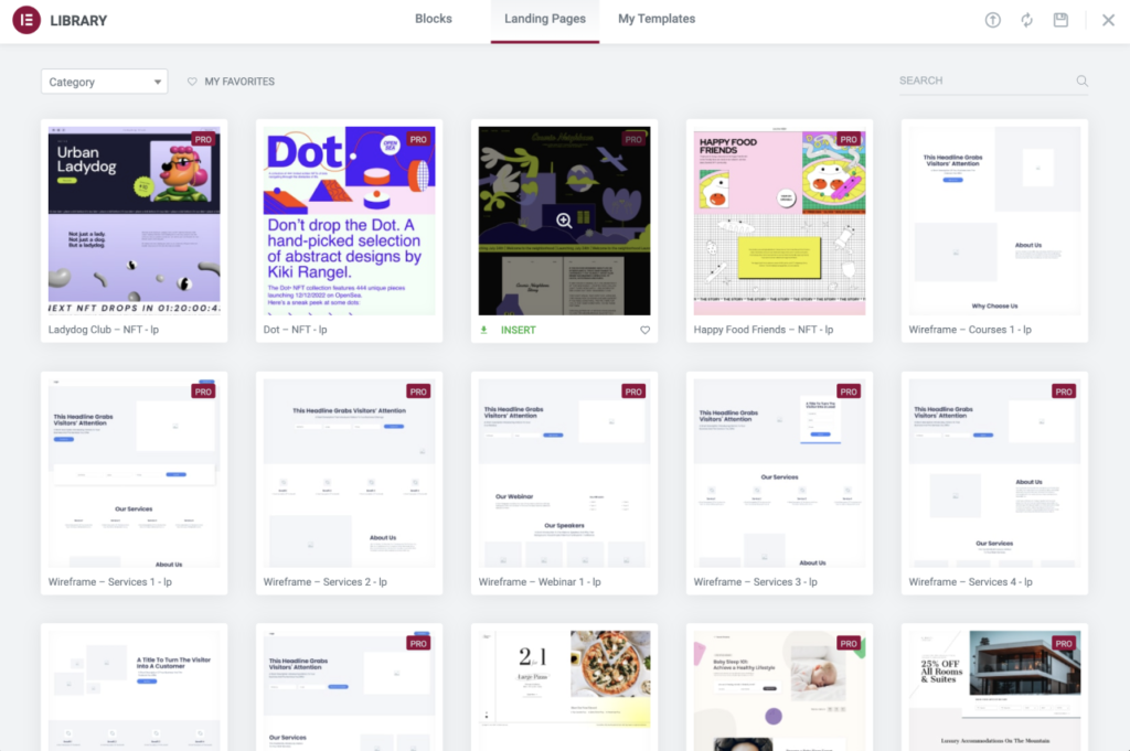 Editor Landing Page library ZOOM IN